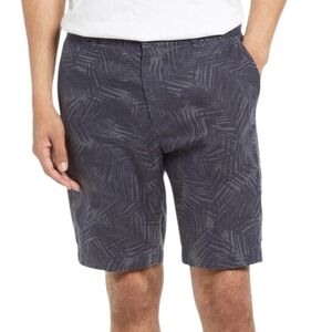 Vince Mens Griffith Slim Fit Palm Print Shorts 100% Hemp Blue Gray Size 34 Zip